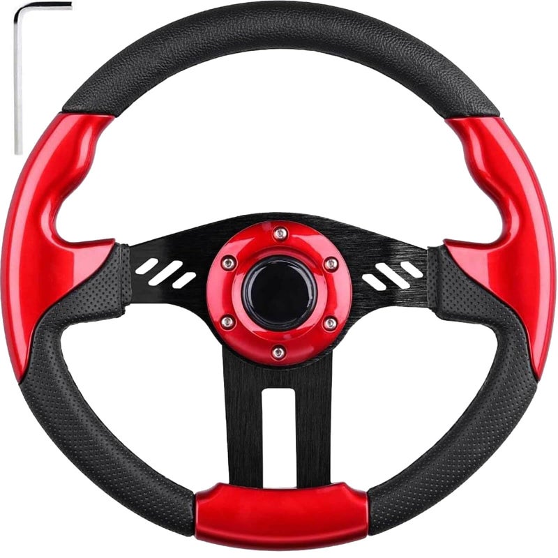 MOSNAI Golf Cart Steering Wheel for EZGO Club Car Yamaha Universal Steering Wheel EZGO Steering Wheel Club Car Cool Racing Style Steering Wheel Golf Cart(Steering Wheel Red) - Image 1